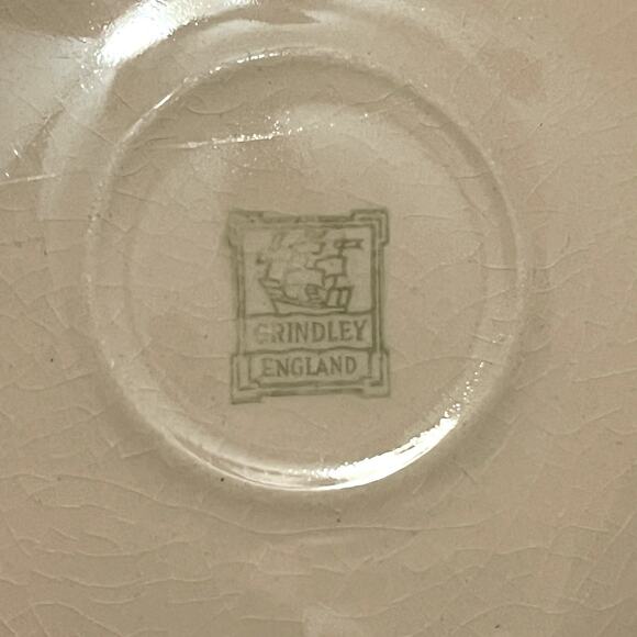 Vintage Grindley England Rose Leaf Pink Tea Set Cups Saucers Creamer 1930s 7pcs - Picture 5 of 16